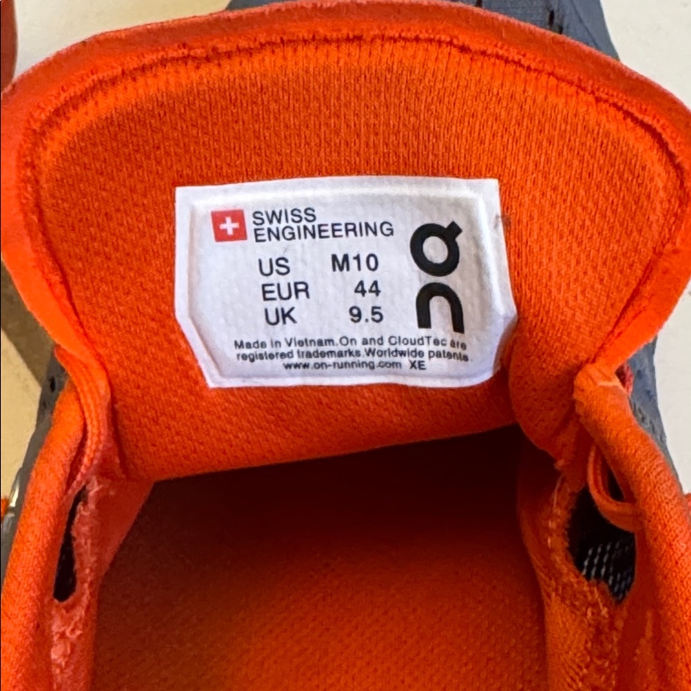 Men’s On Clouds Cloudsurfer Running Shoes Sneakers Orange Gray - Picture 6 of 9